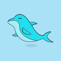 illustration d'icône de vecteur de dauphin de dessin animé mignon. concept d'icône de nature animale isolé vecteur premium. vecteur gratuit de style cartoon plat