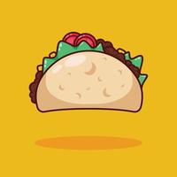 illustration de taco mignon au design plat vecteur