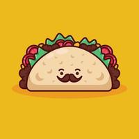 illustration de taco mignon au design plat vecteur