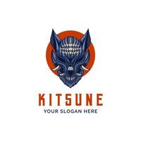 Japon kitsune tête de loup masque fox logo vector illustration