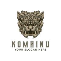 modèle d'illustration vectorielle de conception de logo de lion komainu vecteur