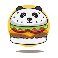 illustration de dessin animé vecteur panda cheese burger. style de dessin animé plat