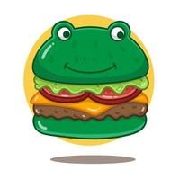 illustration de dessin animé vecteur grenouille fromage burger. style de dessin animé plat