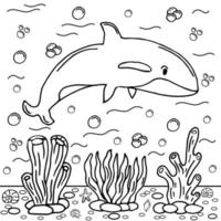 coloriage de baleine illustration colorée vecteur