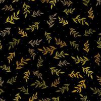 motif abstrait harmonieux de petites feuilles d'or, branches sur fond noir. ornement floral de luxe. vecteur