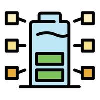 vecteur de contour de couleur d'icône de batterie eco