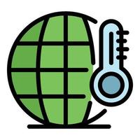 vecteur de contour de couleur d'icône de température chaude globale