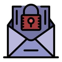 vecteur de contour de couleur d'icône de courrier sécurisé
