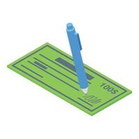 vecteur isométrique d'icône de chèque de papier de finances. plan d'affaires