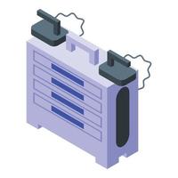 vecteur isométrique d'icône de défibrillateur de chirurgie. coeur aed