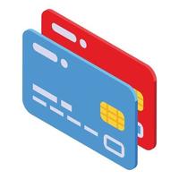 vecteur isométrique d'icône de cartes de crédit bancaires. paiement par carte
