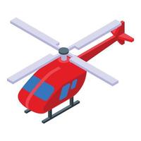 vecteur isométrique d'icône d'hélicoptère de sauvetage. Ambulance aérienne