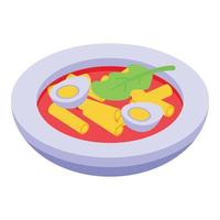 vecteur isométrique d'icône de soupe aux œufs. nourriture chaude