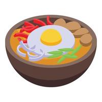 vecteur isométrique d'icône d'oeuf frit coréen. nourriture chinoise