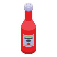 vecteur isométrique d'icône de bouteille de ketchup. sauce tomate