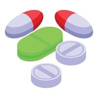 icône de pilules de recherche, style isométrique vecteur