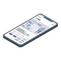 icône de l'application smartphone d'entraînement à domicile, style isométrique vecteur