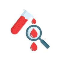icône de tube à essai sanguin dans un style plat. illustration vectorielle d'hématologie sur fond isolé. concept d'entreprise de signe de flacon de laboratoire. vecteur
