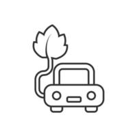 icône de voiture écologique dans un style plat. feuille et illustration vectorielle auto sur fond blanc isolé. concept d'entreprise de signe de charge bio. vecteur