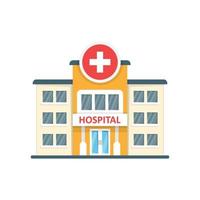 icône de bâtiment d'hôpital dans un style plat. illustration vectorielle de clinique médicale sur fond isolé. concept d'entreprise de signe de médecine. vecteur