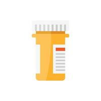 icône de bouteille de pilules dans un style plat. capsules médicales illustration vectorielle sur fond blanc isolé. concept d'entreprise de signe de pharmacie. vecteur