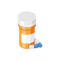 icône de bouteille de pilules dans un style plat. capsules médicales illustration vectorielle sur fond blanc isolé. concept d'entreprise de signe de pharmacie. vecteur