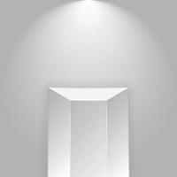 le projecteur illumine l'icône du piédestal dans un style plat. étapes du musée illustration vectorielle sur fond blanc isolé. concept d'entreprise de signe de plate-forme de galerie. vecteur