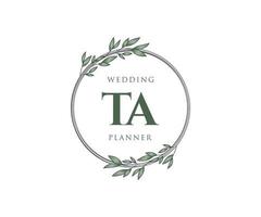 ta initiales lettre mariage monogramme logos collection, modèles minimalistes et floraux modernes dessinés à la main pour cartes d'invitation, réservez la date, identité élégante pour restaurant, boutique, café en image vectorielle vecteur