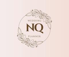 nq initiales lettre mariage monogramme logos collection, modèles minimalistes et floraux modernes dessinés à la main pour cartes d'invitation, réservez la date, identité élégante pour restaurant, boutique, café en image vectorielle vecteur