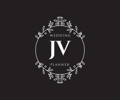 jv initiales lettre mariage monogramme logos collection, modèles minimalistes et floraux modernes dessinés à la main pour cartes d'invitation, réservez la date, identité élégante pour restaurant, boutique, café en image vectorielle vecteur