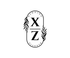 xz initiales lettre mariage monogramme logos collection, modèles minimalistes et floraux modernes dessinés à la main pour cartes d'invitation, réservez la date, identité élégante pour restaurant, boutique, café en image vectorielle vecteur