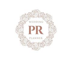 pr initiales lettre mariage monogramme logos collection, modèles minimalistes et floraux modernes dessinés à la main pour cartes d'invitation, réservez la date, identité élégante pour restaurant, boutique, café en image vectorielle vecteur