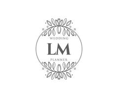 lm initiales lettre collection de logos de monogramme de mariage, modèles minimalistes et floraux modernes dessinés à la main pour cartes d'invitation, réservez la date, identité élégante pour restaurant, boutique, café en image vectorielle vecteur