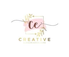 initiale ce logo féminin. utilisable pour les logos nature, salon, spa, cosmétique et beauté. élément de modèle de conception de logo vectoriel plat.