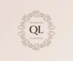 ql initiales lettre mariage monogramme logos collection, modèles minimalistes et floraux modernes dessinés à la main pour cartes d'invitation, réservez la date, identité élégante pour restaurant, boutique, café en image vectorielle vecteur