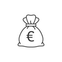 icône de sac d'argent dans un style plat. illustration vectorielle de sac d'argent sur fond isolé. concept d'entreprise de signe de sac de pièces. vecteur