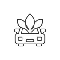 icône de voiture écologique dans un style plat. feuille et illustration vectorielle auto sur fond blanc isolé. concept d'entreprise de signe de charge bio. vecteur