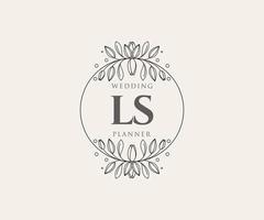 ls initiales lettre collection de logos de monogramme de mariage, modèles minimalistes et floraux modernes dessinés à la main pour cartes d'invitation, réservez la date, identité élégante pour restaurant, boutique, café en image vectorielle vecteur