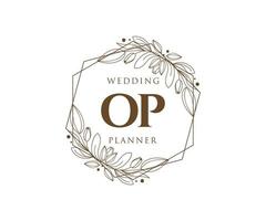 op initiales lettre mariage monogramme logos collection, modèles minimalistes et floraux modernes dessinés à la main pour cartes d'invitation, réservez la date, identité élégante pour restaurant, boutique, café en image vectorielle vecteur