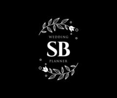 sb initiales lettre mariage monogramme logos collection, modèles minimalistes et floraux modernes dessinés à la main pour cartes d'invitation, réservez la date, identité élégante pour restaurant, boutique, café en image vectorielle vecteur