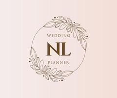 nl initiales lettre mariage monogramme logos collection, modèles minimalistes et floraux modernes dessinés à la main pour cartes d'invitation, réservez la date, identité élégante pour restaurant, boutique, café en image vectorielle vecteur