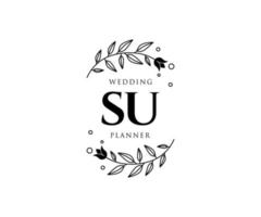 su initiales lettre mariage monogramme logos collection, modèles minimalistes et floraux modernes dessinés à la main pour cartes d'invitation, réservez la date, identité élégante pour restaurant, boutique, café en image vectorielle vecteur