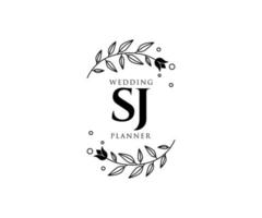 sj initiales lettre mariage monogramme logos collection, modèles minimalistes et floraux modernes dessinés à la main pour cartes d'invitation, réservez la date, identité élégante pour restaurant, boutique, café en image vectorielle vecteur