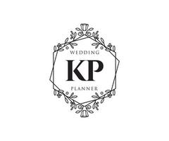 collection de logos de monogramme de mariage lettre initiales kp, modèles minimalistes et floraux modernes dessinés à la main pour cartes d'invitation, réservez la date, identité élégante pour restaurant, boutique, café en image vectorielle vecteur