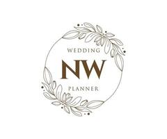 nw initiales lettre mariage monogramme logos collection, modèles minimalistes et floraux modernes dessinés à la main pour cartes d'invitation, réservez la date, identité élégante pour restaurant, boutique, café en image vectorielle vecteur