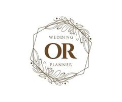 ou initiales lettre collection de logos de monogramme de mariage, modèles minimalistes et floraux modernes dessinés à la main pour cartes d'invitation, réservez la date, identité élégante pour restaurant, boutique, café en image vectorielle vecteur