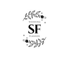 collection de logos de monogramme de mariage lettre initiales sf, modèles minimalistes et floraux modernes dessinés à la main pour cartes d'invitation, réservez la date, identité élégante pour restaurant, boutique, café en image vectorielle vecteur