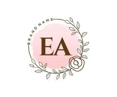 initiale ea logo féminin. utilisable pour les logos nature, salon, spa, cosmétique et beauté. élément de modèle de conception de logo vectoriel plat.