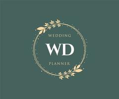 wd initiales lettre collection de logos de monogramme de mariage, modèles minimalistes et floraux modernes dessinés à la main pour cartes d'invitation, réservez la date, identité élégante pour restaurant, boutique, café en image vectorielle vecteur