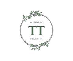 tt initiales lettre collection de logos de monogramme de mariage, modèles minimalistes et floraux modernes dessinés à la main pour cartes d'invitation, réservez la date, identité élégante pour restaurant, boutique, café en image vectorielle vecteur